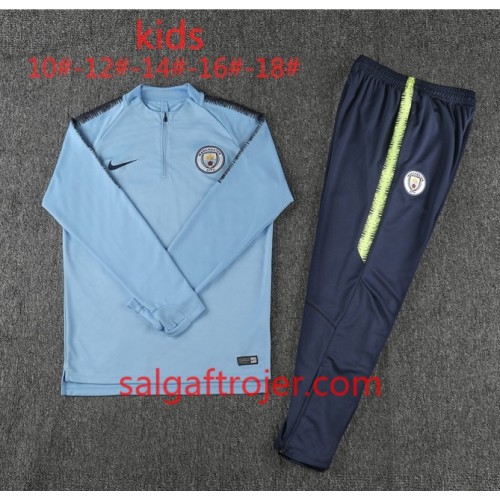 Manchester City Børn Sweatshirt Dragt Blå 2018-2019 Manchester City Børn Sweatshirt Dragt Blå 2018-2019